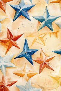 多彩立体星星图案背景