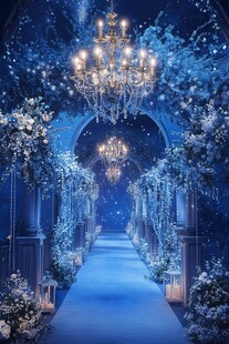 梦幻蓝色系浪漫婚礼场景