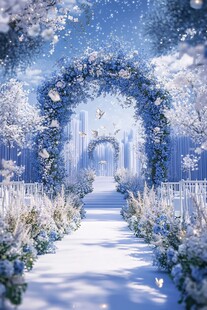 梦幻冰雪主题浪漫婚礼通道