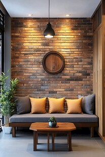 复古砖墙客厅休闲角落