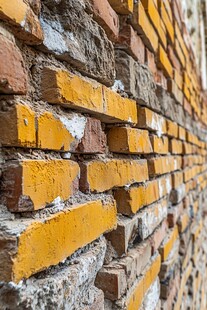 复古黄砖墙纹理特写