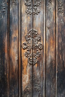 古旧木门上的精美雕花