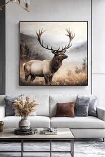 客厅中麋鹿挂画装饰场景
