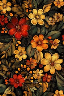 复古风多彩花卉图案背景