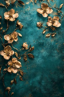 青底金花卉艺术背景图