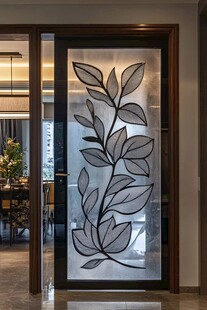 玻璃叶纹隔断门设计