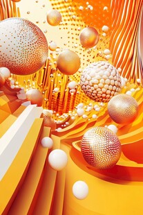 金色立体圆球创意背景图