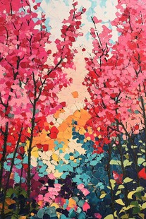 绚丽多彩的繁花树林