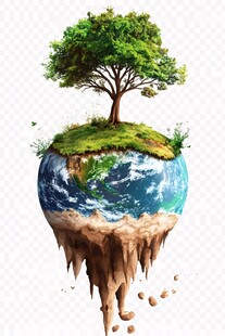 悬浮地球之绿意盎然树