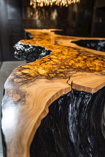 独特树脂木艺桌精美细节