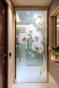 兰花艺术玻璃玄关装饰画