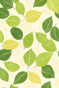 清新绿叶无缝背景图案
