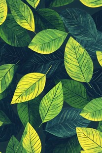 绿叶繁茂的深色背景图案