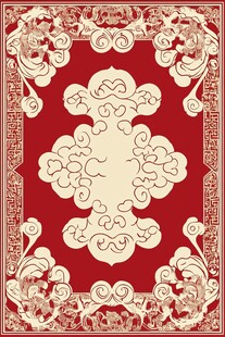 中式传统红色云纹边框图案