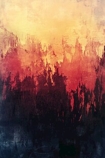 抽象日落山林画作