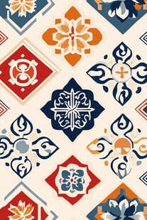 传统几何花卉图案无缝背景