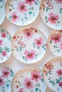 花卉图案精美陶瓷餐盘