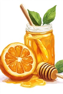 橙香蜂蜜罐插画