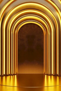 金色拱形光效展示空间
