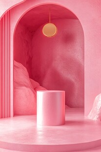 梦幻粉色空间展示台