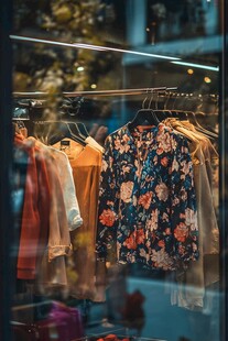 时尚服装店橱窗精美衣衫