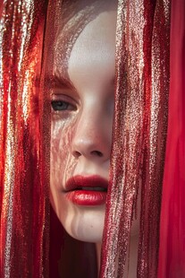 红纱覆面的神秘冷艳女子