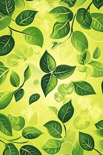 清新绿叶无缝背景图案