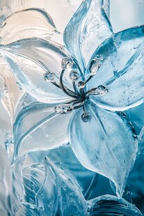 冰雕蓝花 晶莹剔透之美