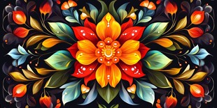 绚丽多彩花卉图案艺术画