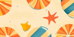 夏日海滩元素无缝图案
