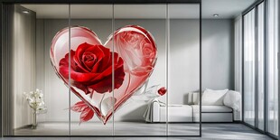 心形玫瑰装饰的现代房间
