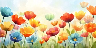 绚丽多彩的花朵绽放图景