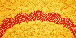 中式传统云纹扇形图案背景