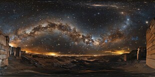 星空下的古老遗迹壮丽景观