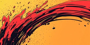 红色墨浪飞溅动感插画