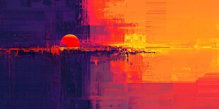 夕阳下的绚丽数字艺术图景