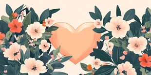爱心花卉插画
