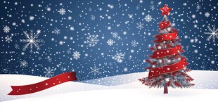 冬日圣诞树雪景图