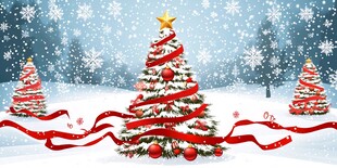 冬日雪景中的美丽圣诞树