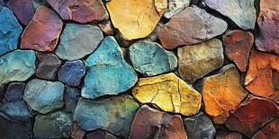 多彩拼贴石墙纹理艺术