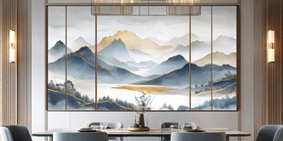 中式山水壁画装点雅致空间