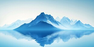 静谧蓝山映于平静湖面