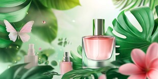 梦幻绿植中的优雅香水瓶