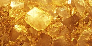 金黄璀璨的晶体矿石