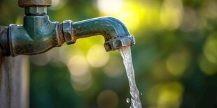 户外水龙头流水景象