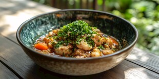 美味鸡肉盖饭 清新摆盘