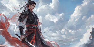 仙侠剑客傲立云海之间