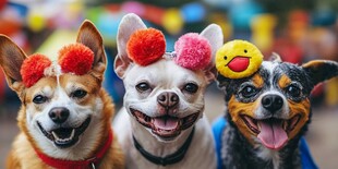 三只萌犬的欢乐造型秀