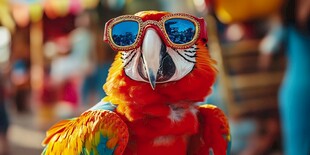 戴墨镜的多彩鹦鹉超吸睛