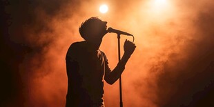 舞台上歌手激情演唱剪影